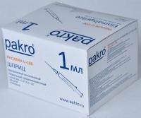 1 мл трехкомпонентный шприц Pakro инсулиновый U100 , с иглой 0,3х13, 100 шт купить в Перми